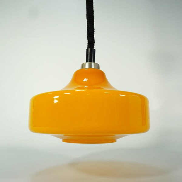 Vintage Cased Glass Lamp / Vintage Pendant Lamp / Yellow Lamp / 70s lamp / Vintage Ceiling Lamp / Retro Hanging Light / Space Age / Atomic