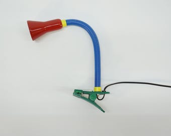 Vintage bureaulamp / halverwege de eeuw modern / kleurrijke zwanenhalslamp / verstelbare lamp / jaren 80 licht / ruimtetijdperk / tafellamp / postmodern