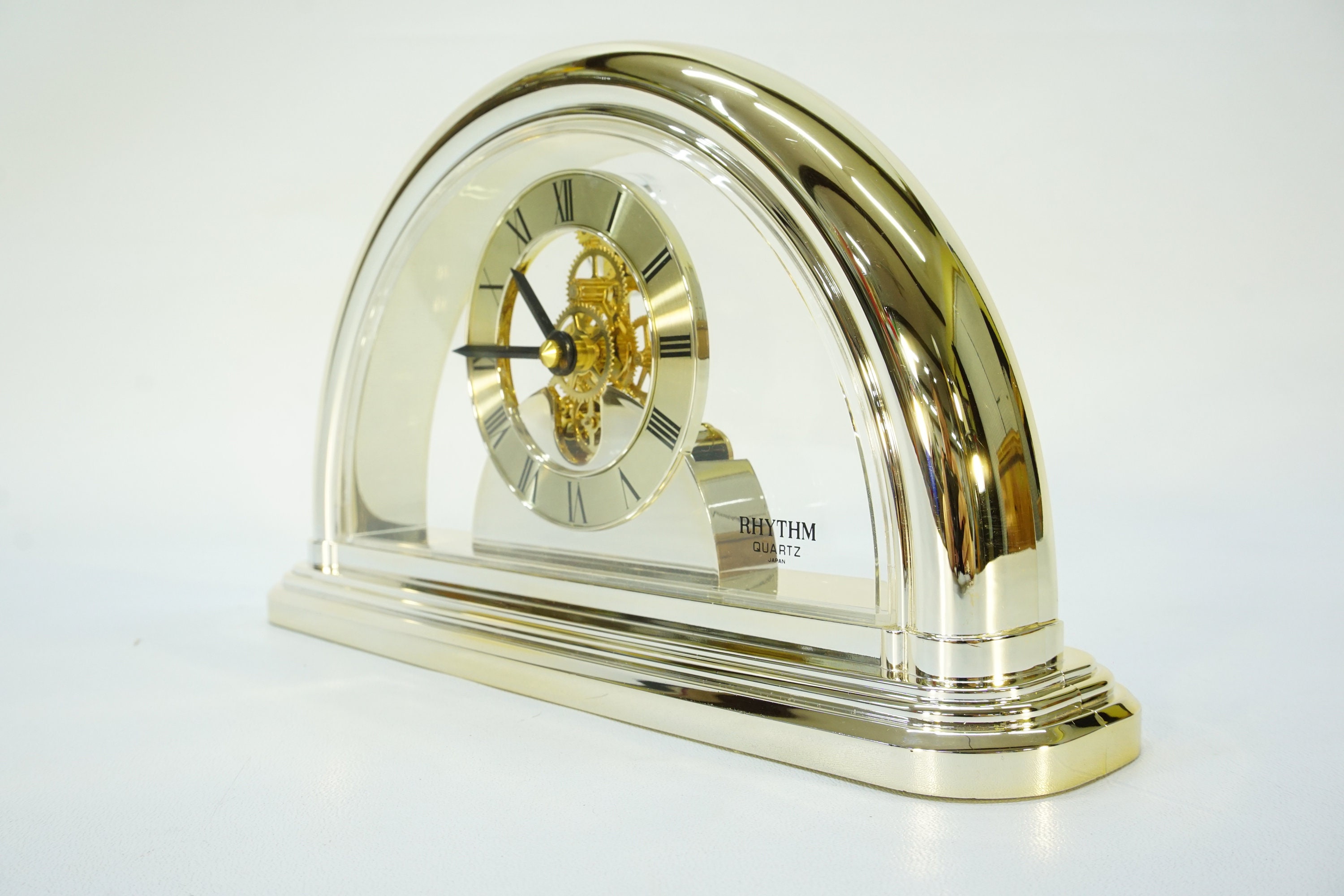 ヴィンテージリズムクロック：80年代ポストモダンゴールドデスク