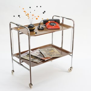 Wózek do serwowania w stylu vintage / Mid Century Modern / Wózek barowy w stylu Gerlinol 33 / Lata 70. / Wózek do serwowania / Wózek barowy w stylu vintage / Składany wózek