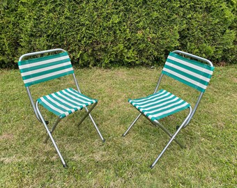 Vintage Folding Chair / Retro Beach Chair / Set of 2 / Patio Chair / Camping Furniture / Retro Chair / 70s / Van Chairs / Vintage Furniture