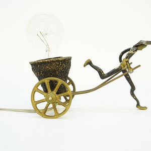 Vintage Table Lamp / 40s / Art Deco Lamp / Rickshaw Lamp / Antique Lamp / Mid Century Modern / Desk Lamp / Figurine Lamp / Bosse Style