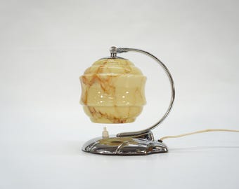 Vintage Art Deco Desk Lamp / Beige Adjustable Mid Century Modern Light