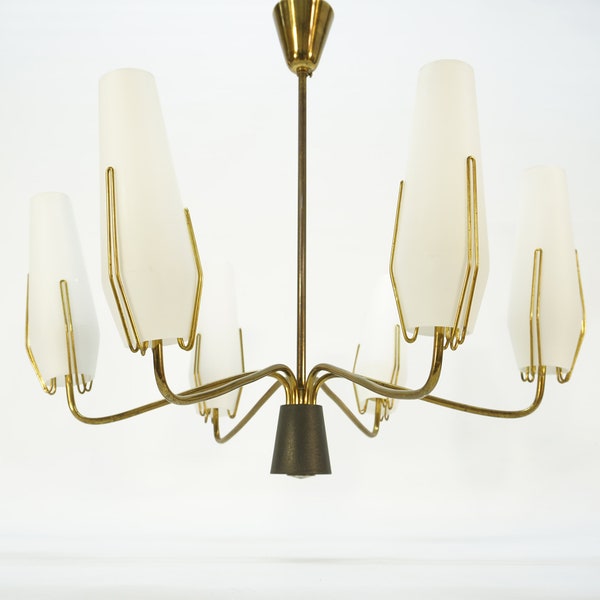 Vintage Chandelier / Stilnovo Lamp / Vintage Pendant Lamp / Mid Century Modern / Retro Hanging Light / 50s Lamp / 50s Chandelier / Modernist