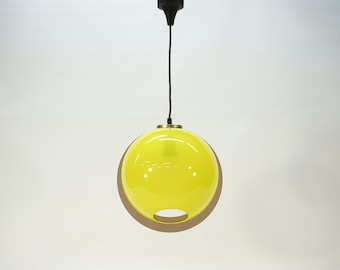 Vintage Pendant Lamp / Space Age Ceiling Lamp / 70s / Meblo Guzzini Style / Retro Hanging Light / Yellow / Atomic / Mid Century Modern