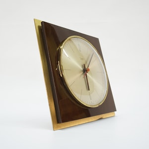 Vintage Wall Clock / Diehl Electro / 60s Clock / Rustic Wall Clock / Brass Clock / Mid Century Modern / Space Age / Brown Clock / MCM