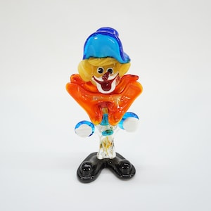 Vintage Murano Glas Clown Figurine / Hand Made Sculpture / Mid Century Modern Figurine / 70s Murano Glass Sculpture / Colorful Clown / 70s