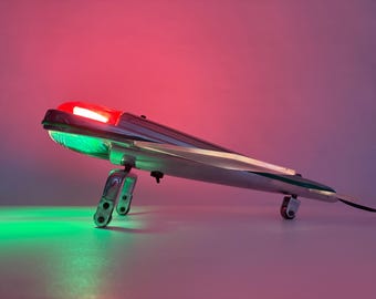 Vintage Space Age Airplane Lamp / 1960s Chrome Streamline Futuristic Aircraft Light