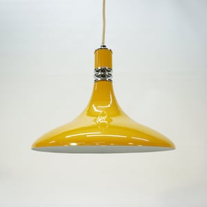 Vintage Pendant Lamp / Retro Hanging Light / 70s Lamp / Mid Century Modern / Space Age  / UFO Lamp / Rockabily Lamp / Pop Art / Yellow Lamp