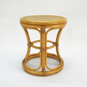 Vintage Bamboo Stool / Vintage Rattan Stool / Mid Century Modern / Franco Albini Style / Eiffel Stool / Vintage Chair / 60s / Wicker Stool
