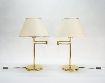 Vintage Brass Swing Arm Desk Lamp: Hollywood Regency Table Lamp