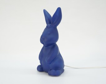 Vintage Rabbit Lamp / Blue Bunny Lamp / Post Modern Bedside Light / POP Art