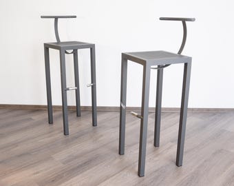 Set of 2 Vintage Bar Stools by Philippe Starck for Driade / Sarapis Post Modern  Bar Stool / 80s Italy