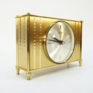 Elegant Vintage Table Clock / 70s Germany / Retro Mauthe Clock / Vintage Watch / Mid Century Modern / Atomic / Minimalist / Brass Clock