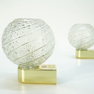 Vintage Brass Wall Sconce Pair: Mid Century Modern Globe Lamps