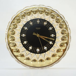 Reloj vintage / Reloj de pared de los años 70 / Reloj estilo Hollywood Regency / Moderno de mediados de siglo / Alemania de los años 70 / Reloj retro / Era espacial / Rústico / Reloj retro