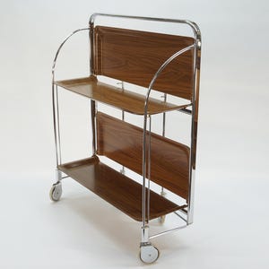 Vintage Serving Trolley / Mid Century Modern Serving Trolley / Gerlinol 33 Style / 70s / Serving Cart / Vintage Bar Cart / Foldable Trolley