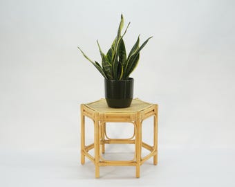 Vintage Bamboo Plant Stand / Mid Century Modern Flower Stand / 70s