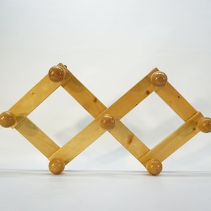 Vintage Wooden Coat Rack: Mid Century Modern Accordion Wall Hanger