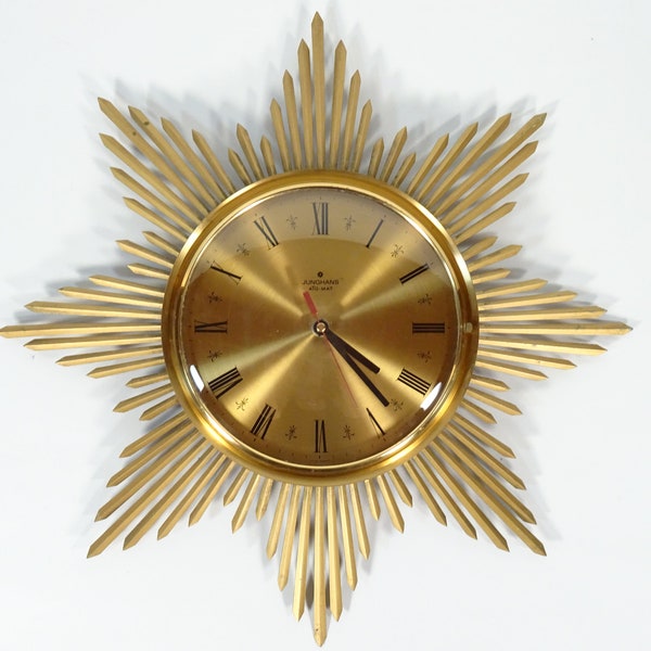 Vintage Sunburst Clock / Mid Century Sunburst Clock / Vintage Wall Clock / Junghans Clock / 60s Clock / Retro Wall Clock / Vintage Watch