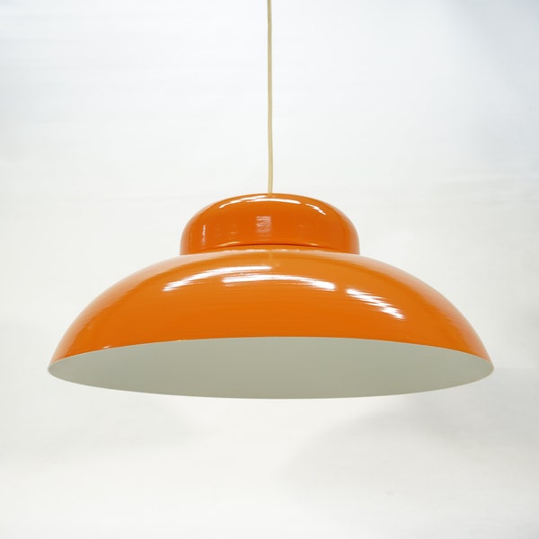 Vintage Pendant Lamp / Mid Century Modern / 70s Lamp / Hans Agne Jakobsson Style / Space Age / Retro Hanging Light / Atomic / Orange Lamp