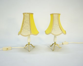 Vintage Bedside Lamp Pair / Mid Century Modern / 70s / Desk Lamp / Brass Lamp / Retro Tripod Lamp / Set of 2 / Vintage Light / Pedestal Lamp