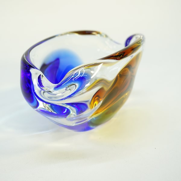 Vintage Ashtray / Murano Glass Ashtray / 70s Italy / Mid Century Modern / Cigarette Ashtray / Blue and Green / Retro Ashtray / Space Age