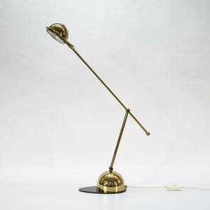 Vintage XL Swing Arm Desk Lamp / Mid Century Modern Table Lamp / Space Age Desk Lamp / 80s Office Lamp / Adjustable Gold Lamp / Halogen Lamp