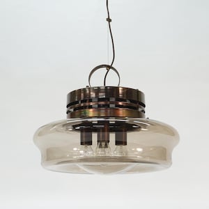 Lustre vintage XXL / Plafonnier vintage / Suspension lumineuse en cuivre / Années 70 / Moderne milieu de siècle / Style Spoutnik / Suspension rétro