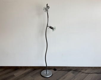 Vintage Memphis Style Floor Lamp / Silver 80s Standing Light