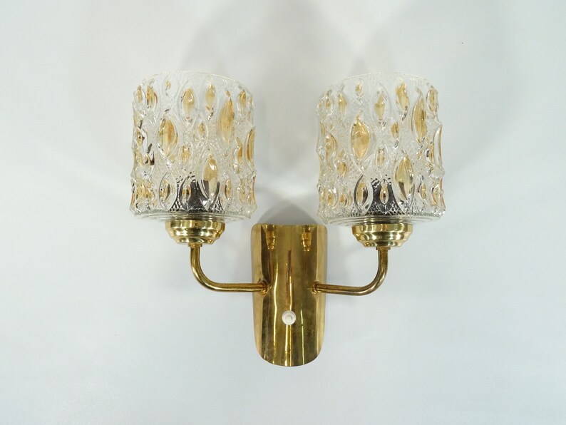 Vintage Wall Lamp Light 60s Mid Century Modern Sconce Retro Double Brass
