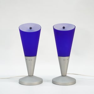 Vintage Ikea Kryolit Table Lamp Pair / Conical Blue Lamp / 90s / Postmodern / Vintage Bedside / Set of 2 / Mid Century Modern / Space Age