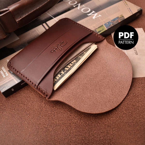 DIY PDF Natural Leather card wallet, Handmade Leather Pouch, card wallet, business card case,