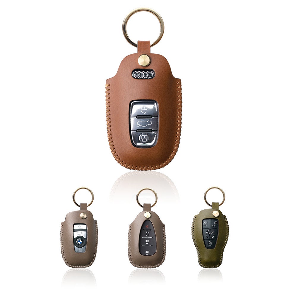 NPSNGSJY Car Key Fob Cover for BMW X1 X2 X3 X5 X6 2 5 6 7 Series Key Fob  Case Accessories Protective Leather Keyless Entry Smart Remote Key Case