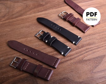 DIY PDF Making a Leather Watch Strap(lug size 18mm, 20mm)_ classic strap, available apple watch