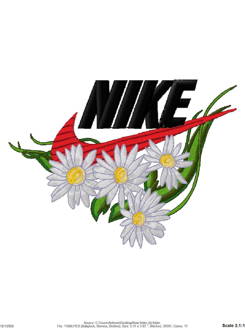 5 nike flower embroidery logos nike embroidery machine  etsy