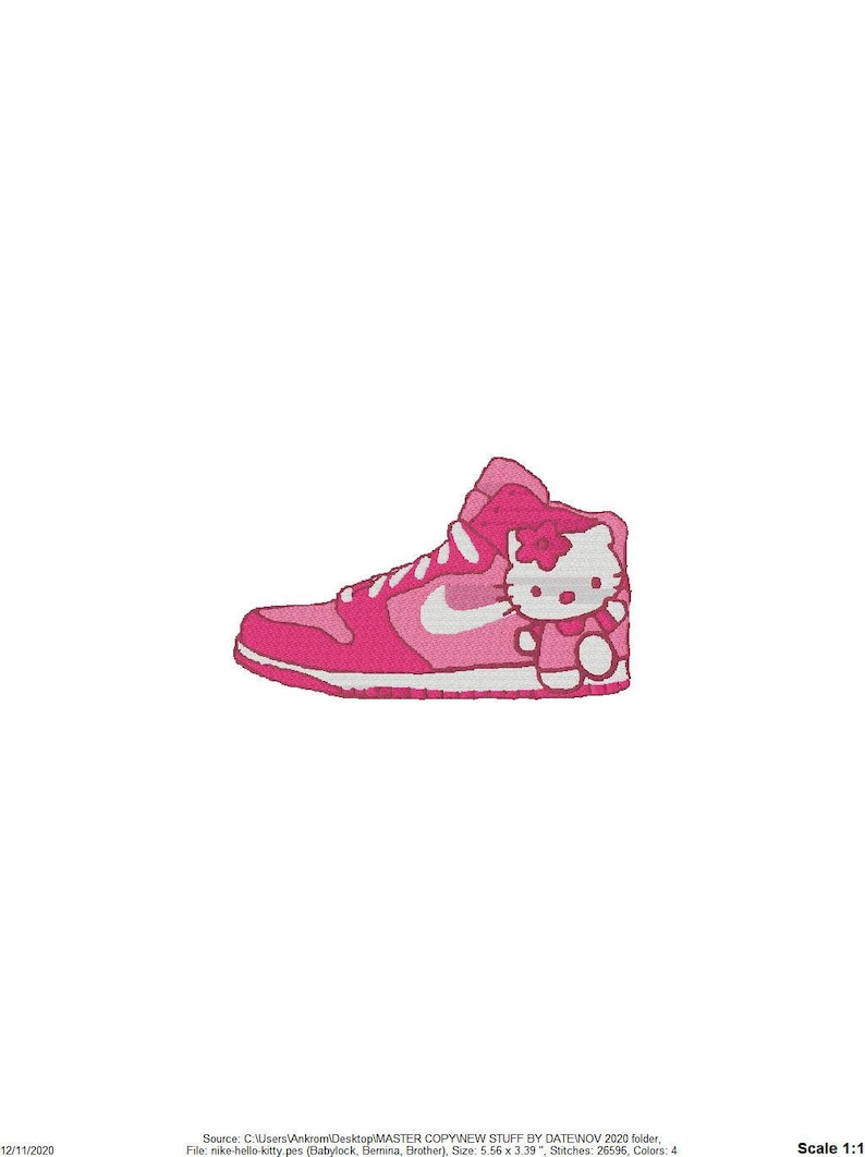 Nike Hello Kitty SNEAKER Embroidery Design Pattern PES NIKE | Etsy