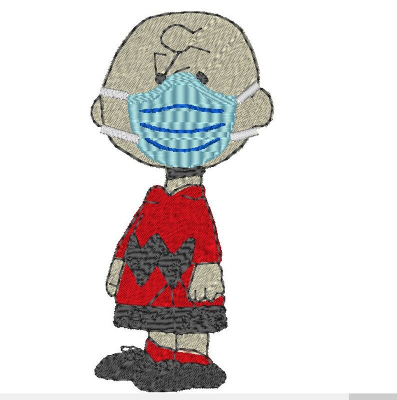 PEANUTS CHARLIE BROWN Wearing A Face Mask Embroidery Machine Etsy