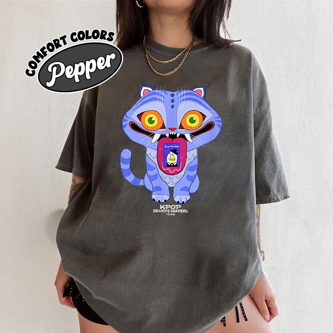 Demon Hunter Tiger shirt, Derpy the Tiger And Bird Demon Hunter Tiger Tee, Kpop Saja Boys Shirt, Kpop Demon Hunters, Hunters Tiger fan