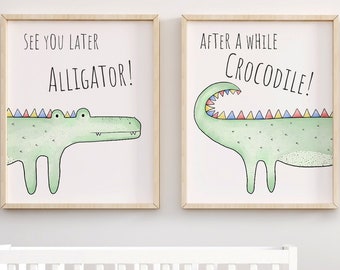 See You Later Alligator Nursery Crocodile Print, Nursery wall Art, After a While Crocodile Print, Nursery Art, Boys Printable Wall Art