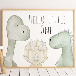 Dinosaur Hello Little One Nursery Print, Dino Nursery Prints, Nursery Decor, Animals Nursery Decor, Nursery Art, Printable Nursery Wall Art