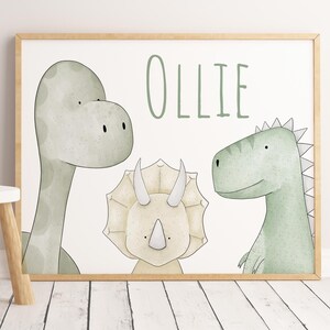 Baby Namensschild, personalisierte Jungen Dinosaurier Tier Kinderzimmer Pano Wand Kunst Druck Dekor, Boho Dinosaurier Wandkunst, Namensschild für Kinderzimmer Dekor