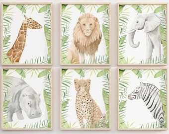 Boho Jungle Animal Nursery Set, Set of 3 or set of 6, Mix and Match Safari Animal Wall Art, Nursery Décor, Nursery Wall Art, Nursery Animals