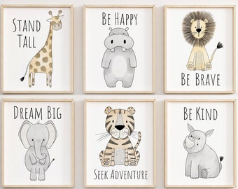 Nursery Safari Home Wall Art Décor Prints, Safari Nursery Art, Animal Wall décor for Nursery, Neutral Nursery Picture Posters, Baby Shower