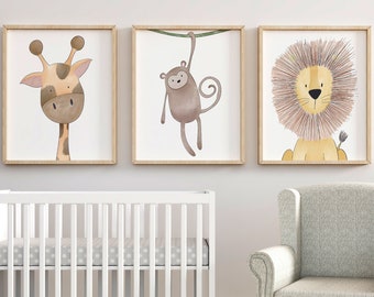 Safari Nursery Wall Prints, Neutral Nursery Prints, Nursery Wall Art, Nursery Wall Decor, Safari Prints, Unisex Nursery, Boys Prints, Beige