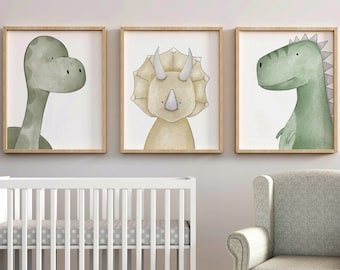 Dinosaur Nursery Print Set, Dinosaur Decor, Dinosaur Nursery Art, T-Rex Print, Boys Room Decor, Girls Decor, Boys Nursery, Dinosaur Wall Art