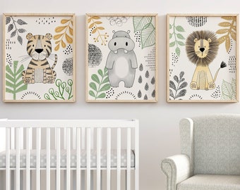 Safari Nursery Wall Prints, Boho Nursery Print Set, Nursery Wall Art, Nursery Décor, Stand Tall, Giraffe Nursery, Lion Nursery, Nursery Art