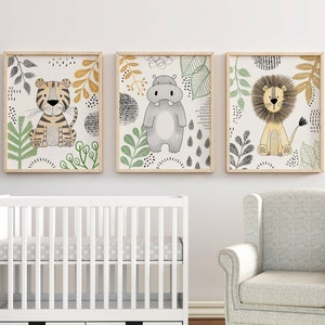 Safari Nursery Wall Prints, Boho Nursery Print Set, Nursery Wall Art, Nursery Décor, Stand Tall, Giraffe Nursery, Lion Nursery, Nursery Art