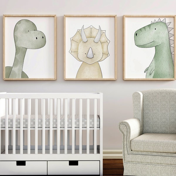 Digital Dinosaur Print Set, Dinosaur Décor, Dinosaur Nursery Art, Boys Nursery, Dinosaur Wall Art, Printable Wall Art, Instant Download