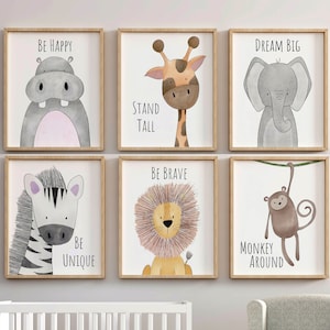 Safari Nursery Print Set of 3, 6 or 9, Nursery Wall Art Pictures, Nursery Wall Hangings, Safari Animals Theme Nursery, Jungle Safari Room